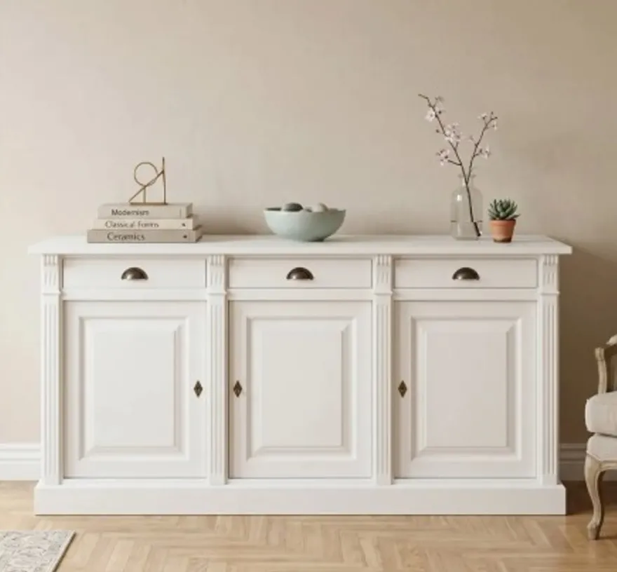 Casa Padrino Sideboard im Landhausstil mit 3 Türen und 3 Schubladen, 179 x 51 x 90 cm
