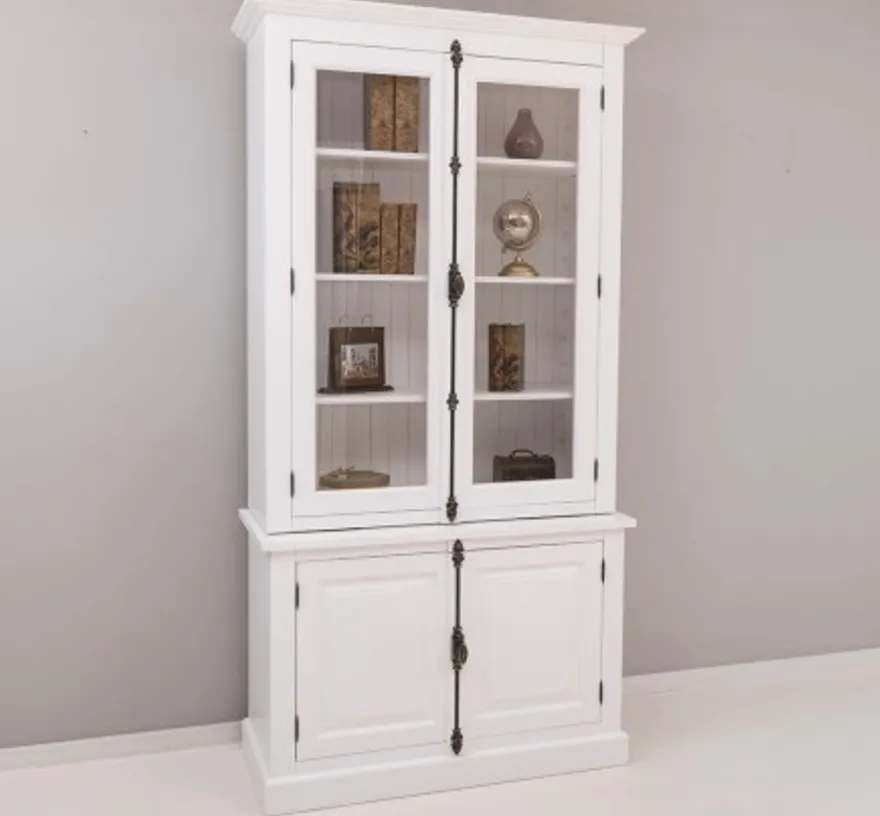 Casa Padrino Sideboard im Landhausstil mit 2 Glastüren, 120 x 50 x 228 cm