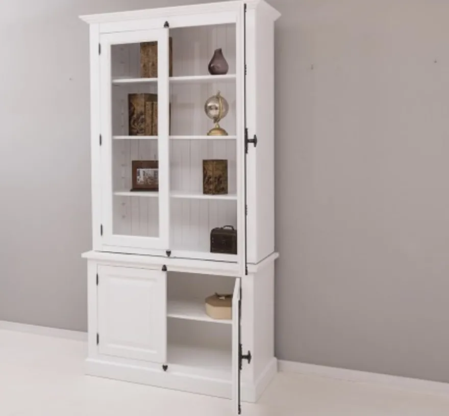 Casa Padrino Sideboard im Landhausstil mit 2 Glastüren, 120 x 50 x 228 cm