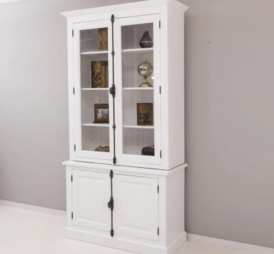 Casa Padrino Sideboard im Landhausstil mit 2 Glastüren, 120 x 50 x 228 cm