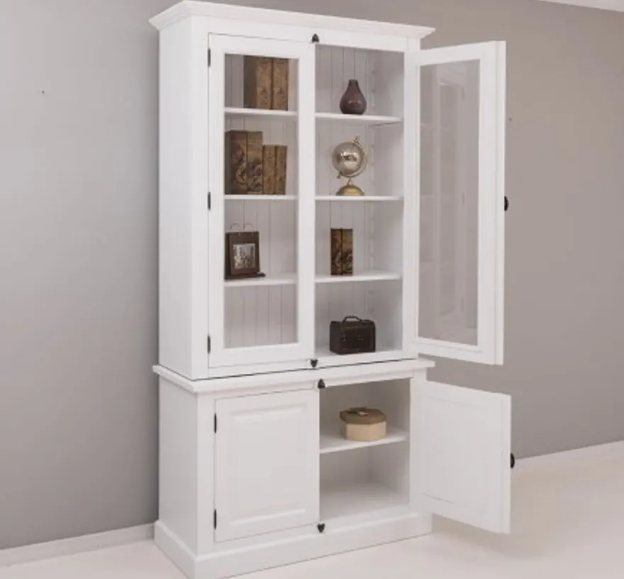 Casa Padrino Sideboard im Landhausstil mit 2 Glastüren, 120 x 50 x 228 cm