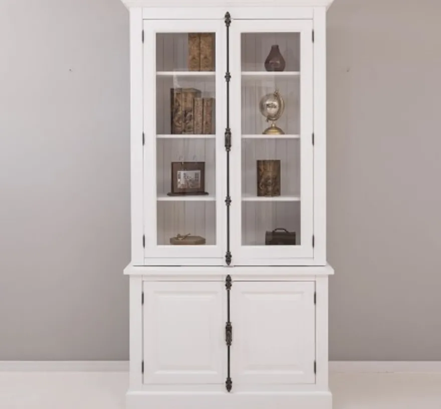 Casa Padrino Sideboard im Landhausstil mit 2 Glastüren, 120 x 50 x 228 cm