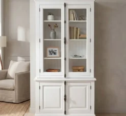 Casa Padrino Sideboard im Landhausstil mit 2 Glastüren, 120 x 50 x 228 cm