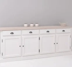 Casa Padrino Sideboard im Landhausstil mit 4 Türen, 4 Schubladen und Eichenholzplatte, 224 x 45 x 90 cm