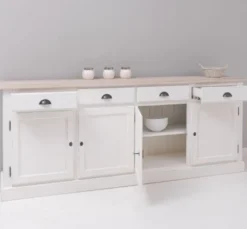 Casa Padrino Sideboard im Landhausstil mit 4 Türen, 4 Schubladen und Eichenholzplatte, 224 x 45 x 90 cm