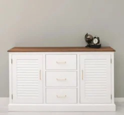 Casa Padrino Sideboard im Landhausstil mit 2 Türen, 3 Schubladen und Eichenholzplatte, 158 x 37 x 90 cm