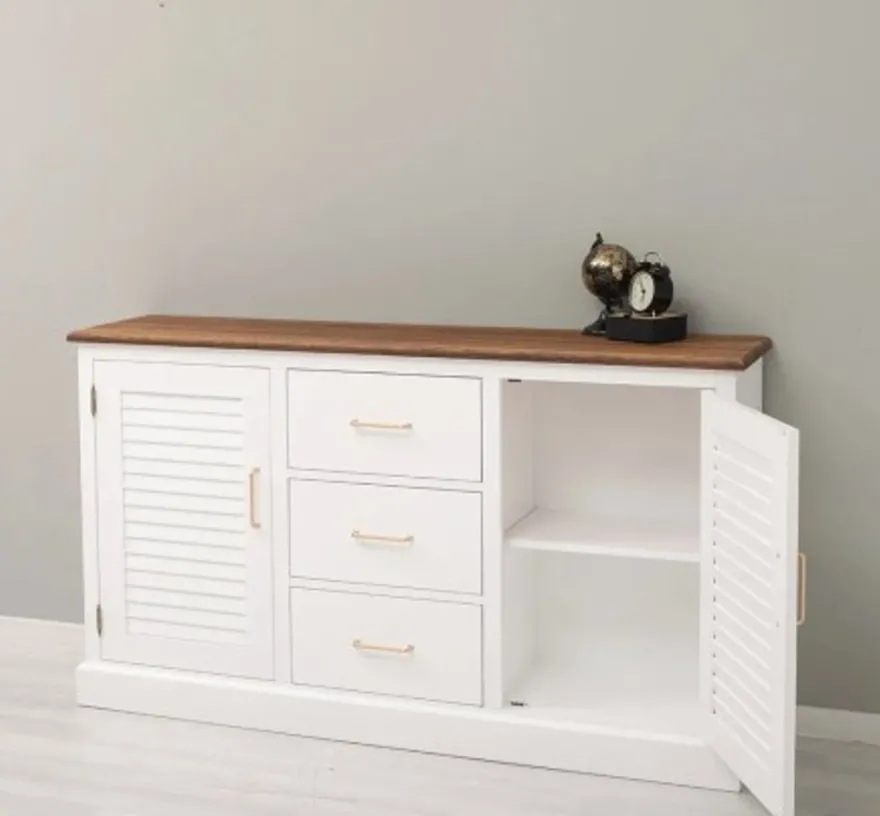 Casa Padrino Sideboard im Landhausstil mit 2 Türen, 3 Schubladen und Eichenholzplatte, 158 x 37 x 90 cm