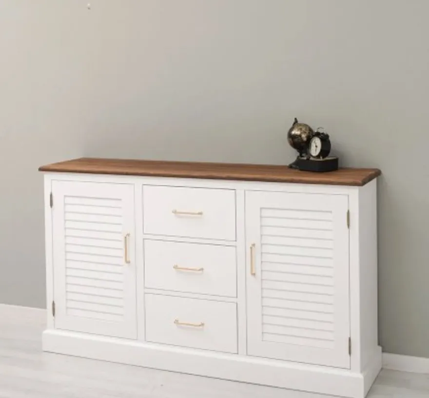 Casa Padrino Sideboard im Landhausstil mit 2 Türen, 3 Schubladen und Eichenholzplatte, 158 x 37 x 90 cm
