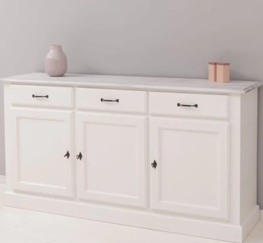 Casa Padrino Sideboard im Landhausstil mit 3 Türen, 3 Schubladen und Eichenholzplatte, 172 x 45 x 90 cm