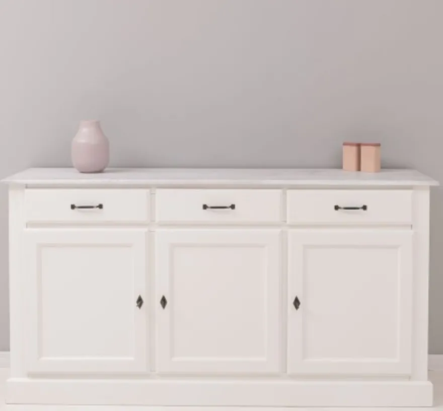 Casa Padrino Sideboard im Landhausstil mit 3 Türen, 3 Schubladen und Eichenholzplatte, 172 x 45 x 90 cm