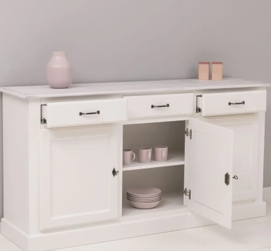 Casa Padrino Sideboard im Landhausstil mit 3 Türen, 3 Schubladen und Eichenholzplatte, 172 x 45 x 90 cm