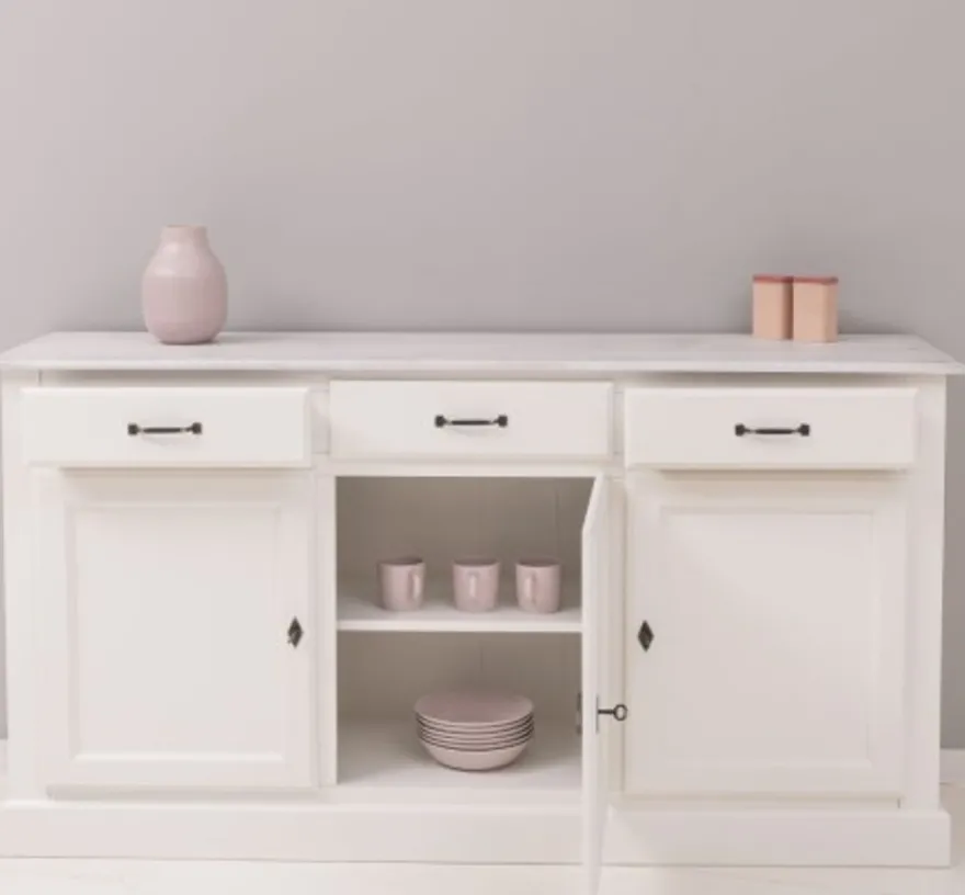 Casa Padrino Sideboard im Landhausstil mit 3 Türen, 3 Schubladen und Eichenholzplatte, 172 x 45 x 90 cm