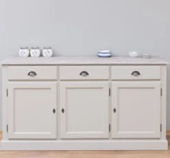 Casa Padrino Sideboard im Landhausstil mit 3 Türen, 3 Schubladen und Eichenholzplatte, 172 x 45 x 90 cm