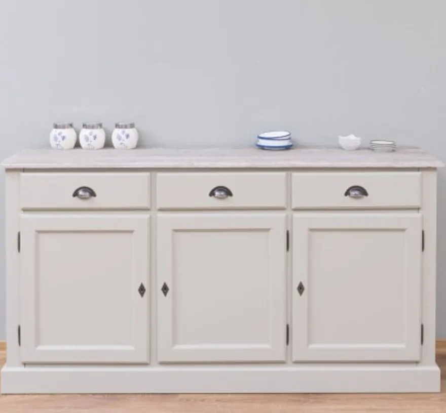 Casa Padrino Sideboard im Landhausstil mit 3 Türen, 3 Schubladen und Eichenholzplatte, 172 x 45 x 90 cm