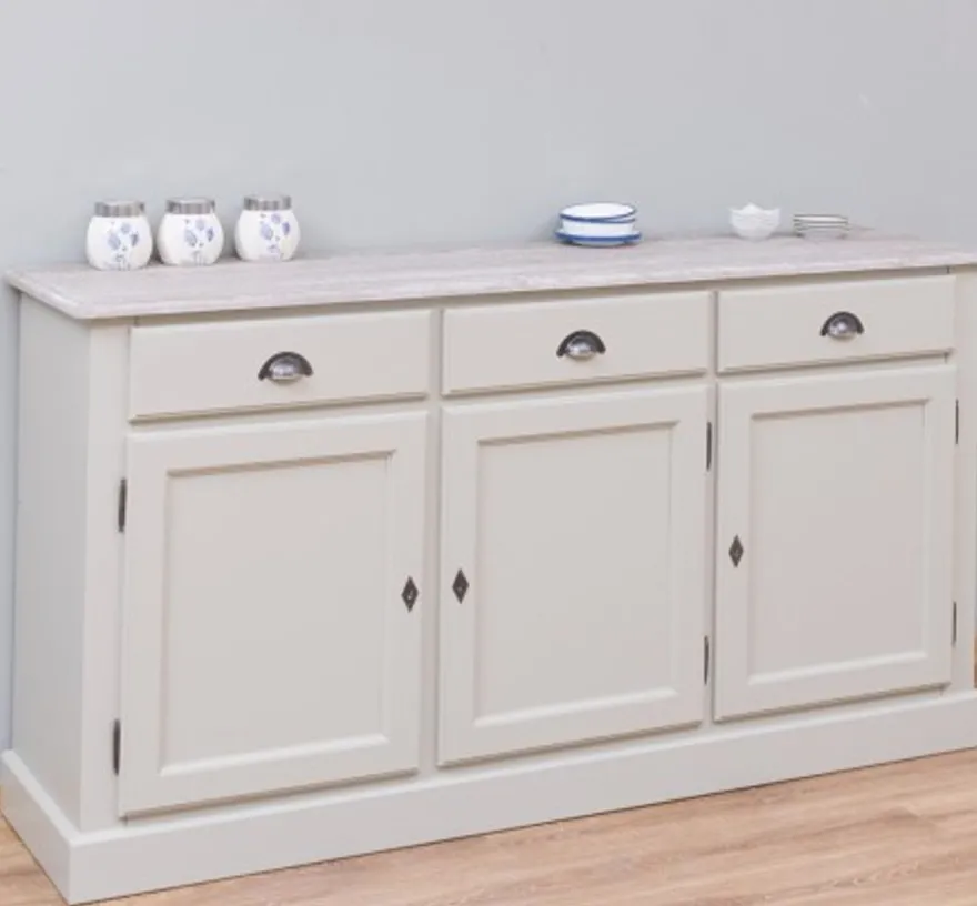 Casa Padrino Sideboard im Landhausstil mit 3 Türen, 3 Schubladen und Eichenholzplatte, 172 x 45 x 90 cm
