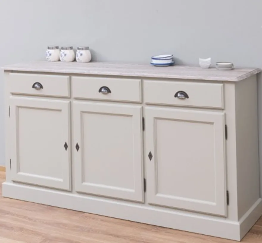 Casa Padrino Sideboard im Landhausstil mit 3 Türen, 3 Schubladen und Eichenholzplatte, 172 x 45 x 90 cm