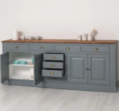 Casa Padrino Sideboard im Landhausstil mit 4 Türen, 8 Schubladen und Eichenholzplatte, 239 x 47 x 93 cm