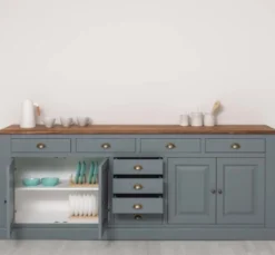 Casa Padrino Sideboard im Landhausstil mit 4 Türen, 8 Schubladen und Eichenholzplatte, 239 x 47 x 93 cm