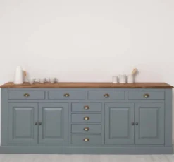 Casa Padrino Sideboard im Landhausstil mit 4 Türen, 8 Schubladen und Eichenholzplatte, 239 x 47 x 93 cm