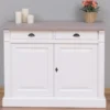 Casa Padrino Sideboard im Landhausstil mit 2 Türen, 2 Schubladen und Eichenholzplatte, 116 x 51 x 90 cm