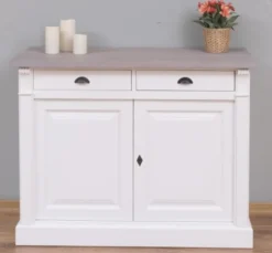 Casa Padrino Sideboard im Landhausstil mit 2 Türen, 2 Schubladen und Eichenholzplatte, 116 x 51 x 90 cm