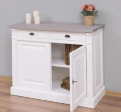 Casa Padrino Sideboard im Landhausstil mit 2 Türen, 2 Schubladen und Eichenholzplatte, 116 x 51 x 90 cm