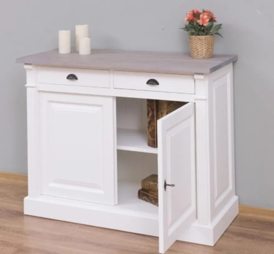 Casa Padrino Sideboard im Landhausstil mit 2 Türen, 2 Schubladen und Eichenholzplatte, 116 x 51 x 90 cm
