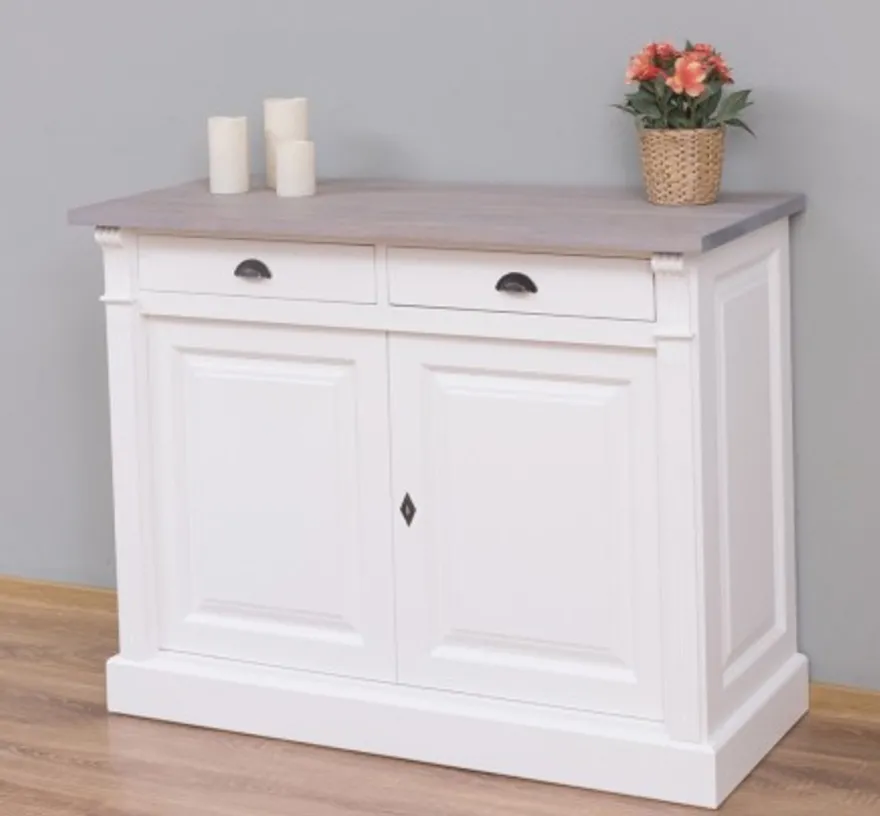 Casa Padrino Sideboard im Landhausstil mit 2 Türen, 2 Schubladen und Eichenholzplatte, 116 x 51 x 90 cm