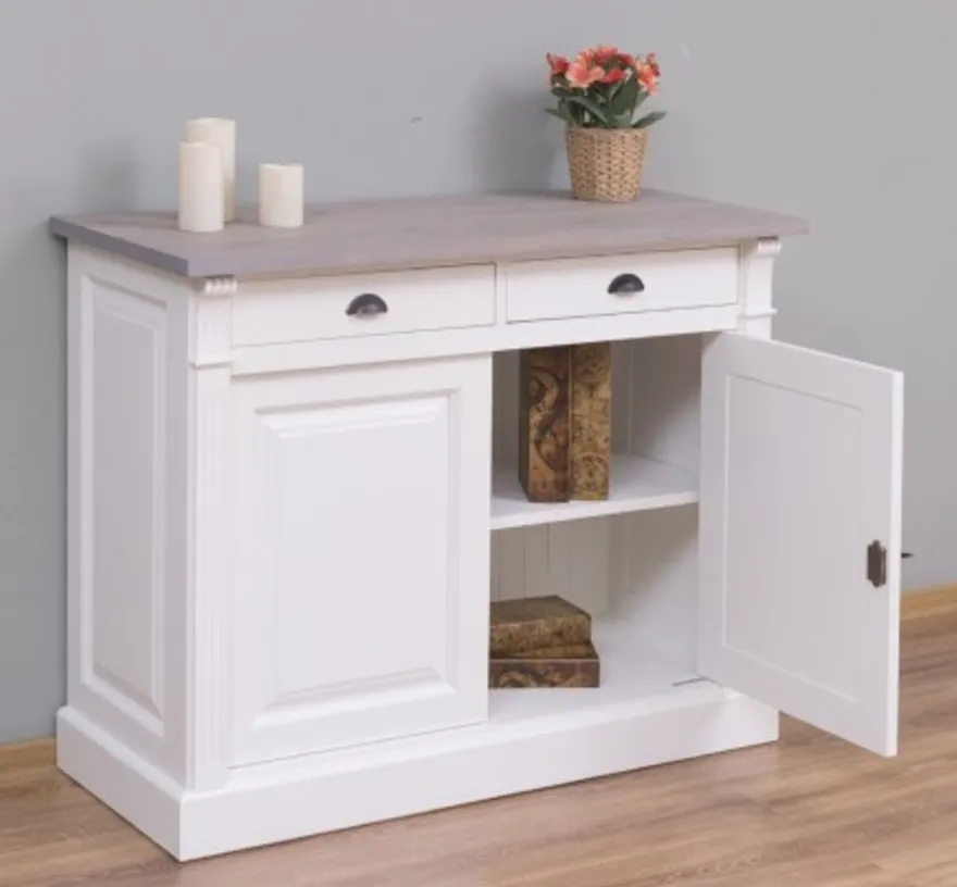 Casa Padrino Sideboard im Landhausstil mit 2 Türen, 2 Schubladen und Eichenholzplatte, 116 x 51 x 90 cm