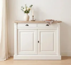 Casa Padrino Sideboard im Landhausstil mit 2 Türen, 2 Schubladen und Eichenholzplatte, 116 x 51 x 90 cm