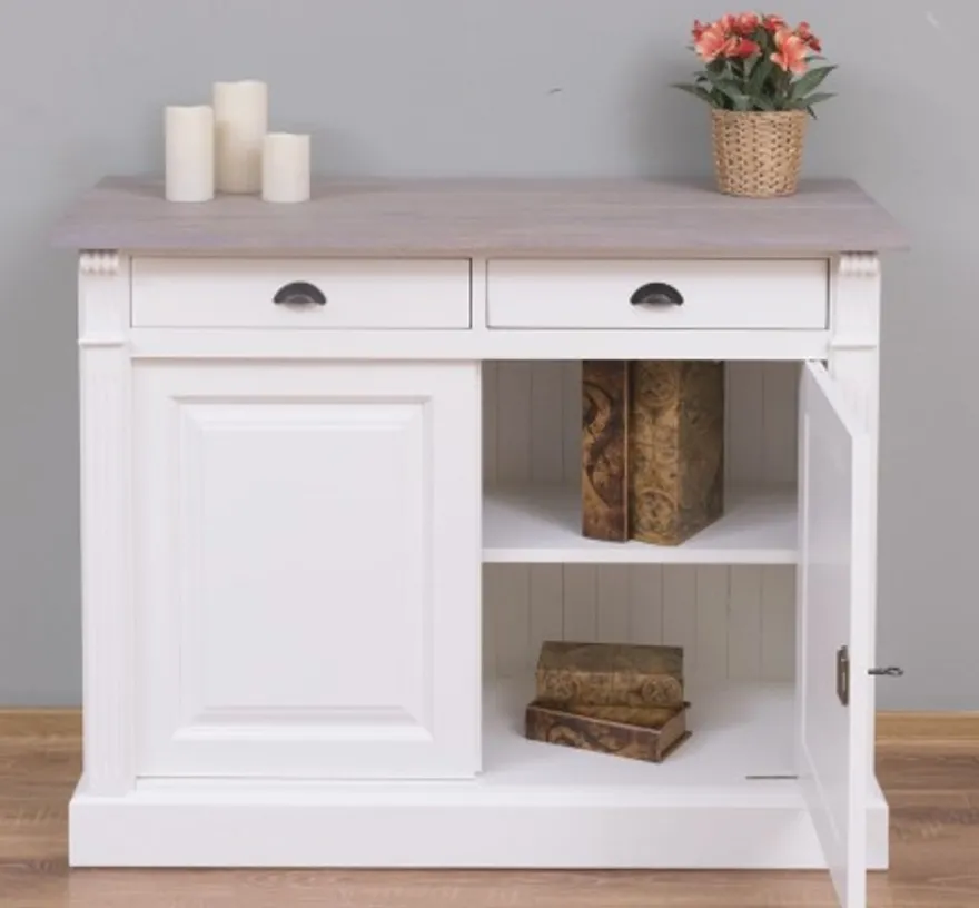 Casa Padrino Sideboard im Landhausstil mit 2 Türen, 2 Schubladen und Eichenholzplatte, 116 x 51 x 90 cm