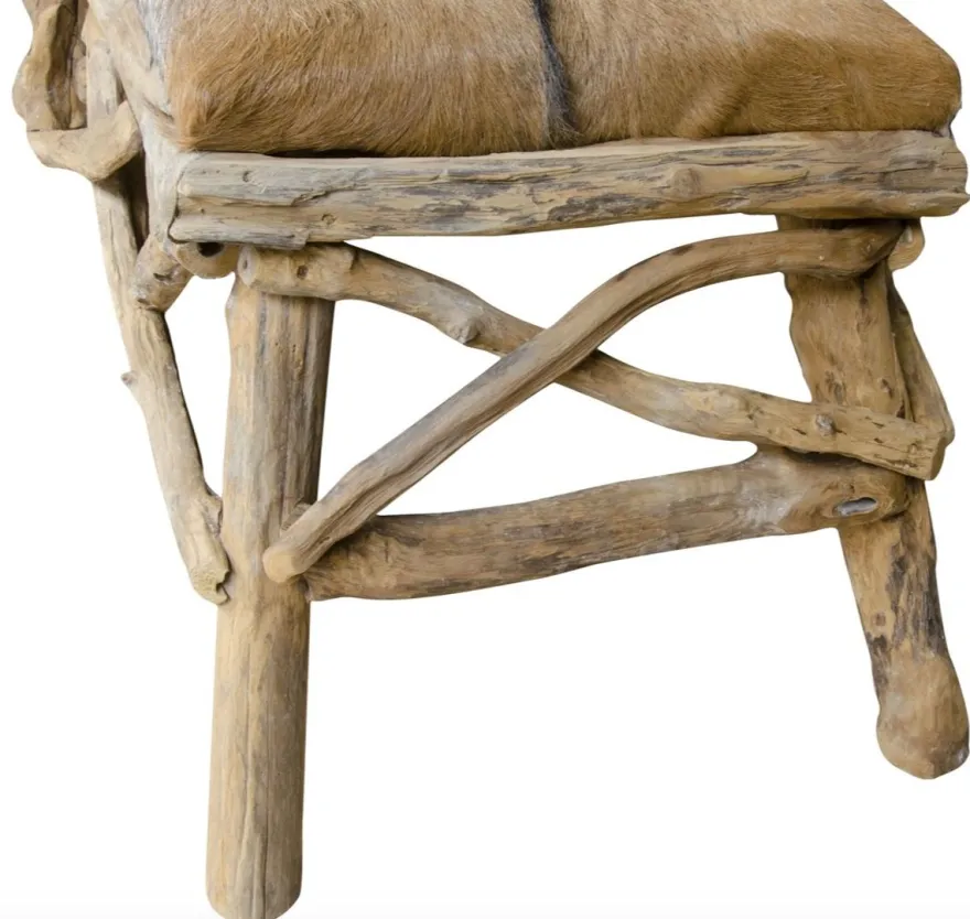 Casa Padrino Sitzbank mit Ziegenhaut 160 x 50 x H. 55 cm - Luxus Möbel