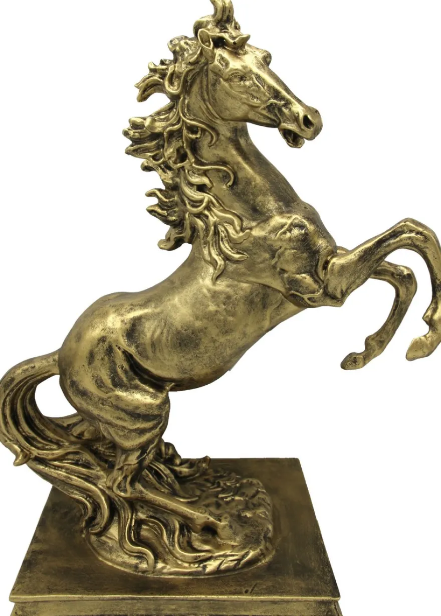 Casa Padrino Skulptur Wildes Pferd Gold H 45 x 35 x 20 cm - Figur Dekoration Barock