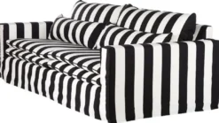 Casa Padrino Sofa Schwarz / Weiß - Modernes Wohnzimmer Sofa mit Streifen - Moderne Wohnzimmer Möbel