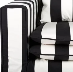 Casa Padrino Sofa Schwarz / Weiß - Modernes Wohnzimmer Sofa mit Streifen - Moderne Wohnzimmer Möbel