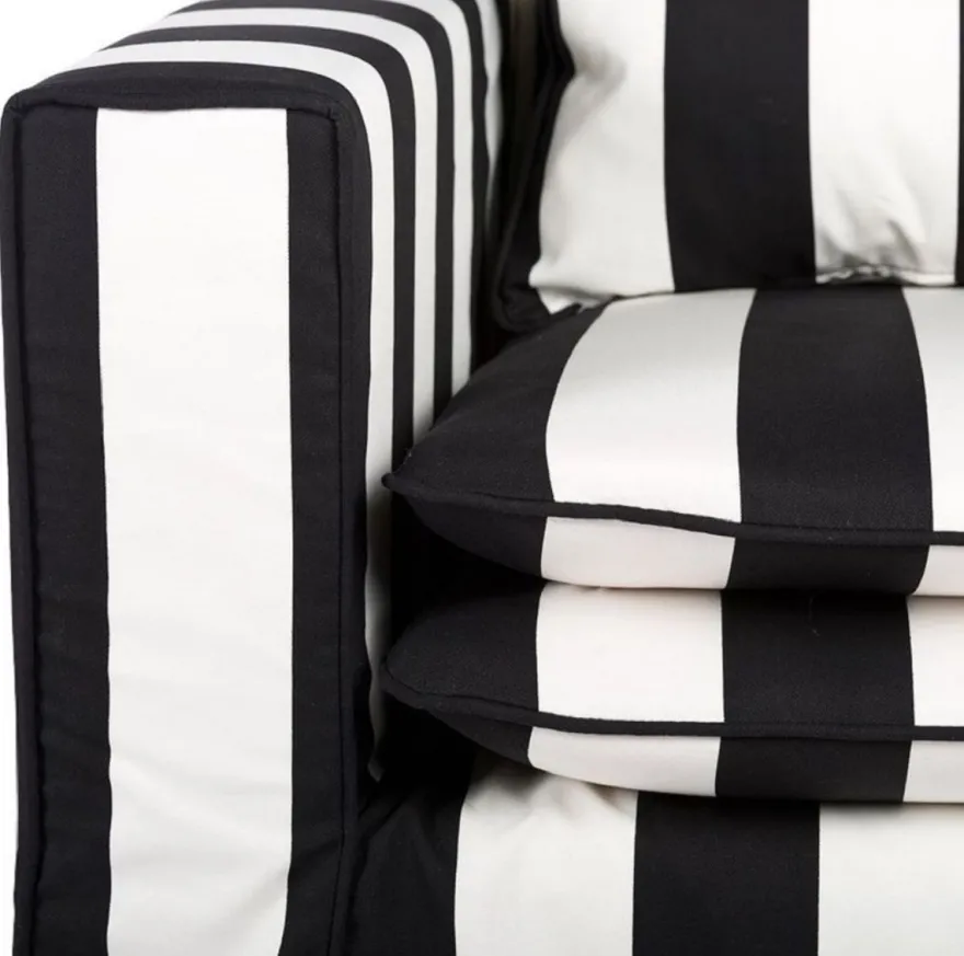 Casa Padrino Sofa Schwarz / Weiß - Modernes Wohnzimmer Sofa mit Streifen - Moderne Wohnzimmer Möbel