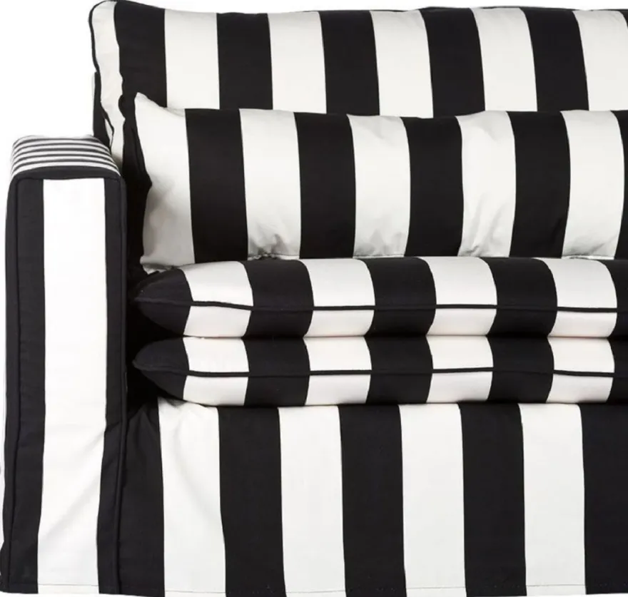Casa Padrino Sofa Schwarz / Weiß - Modernes Wohnzimmer Sofa mit Streifen - Moderne Wohnzimmer Möbel
