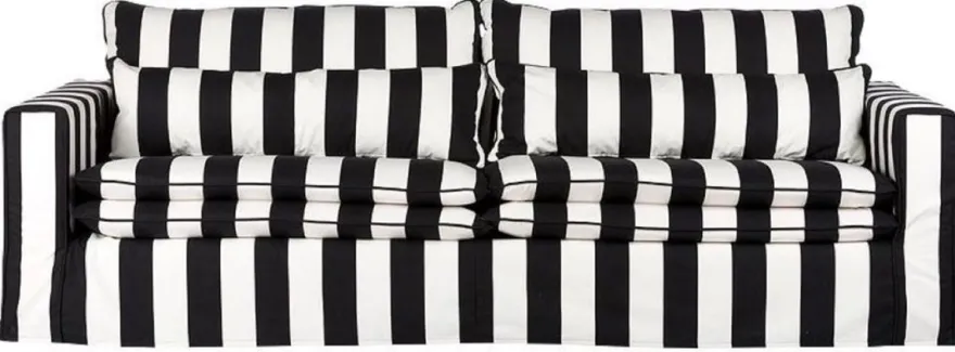 Casa Padrino Sofa Schwarz / Weiß - Modernes Wohnzimmer Sofa mit Streifen - Moderne Wohnzimmer Möbel