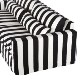 Casa Padrino Sofa Schwarz / Weiß - Modernes Wohnzimmer Sofa mit Streifen - Moderne Wohnzimmer Möbel