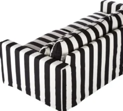 Casa Padrino Sofa Schwarz / Weiß - Modernes Wohnzimmer Sofa mit Streifen - Moderne Wohnzimmer Möbel
