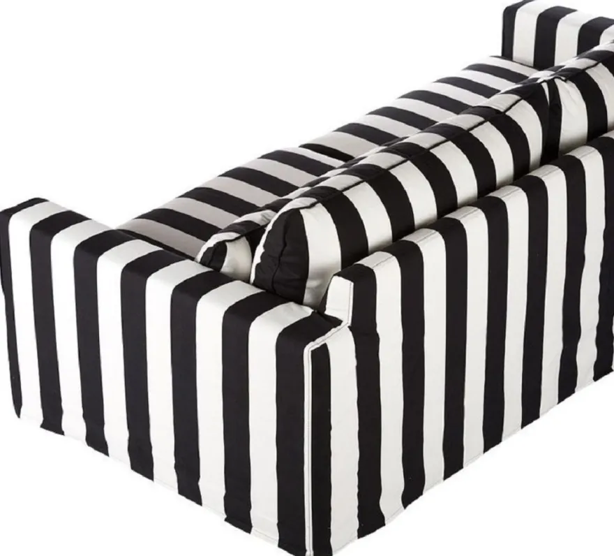 Casa Padrino Sofa Schwarz / Weiß - Modernes Wohnzimmer Sofa mit Streifen - Moderne Wohnzimmer Möbel