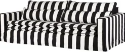 Casa Padrino Sofa Schwarz / Weiß - Modernes Wohnzimmer Sofa mit Streifen - Moderne Wohnzimmer Möbel