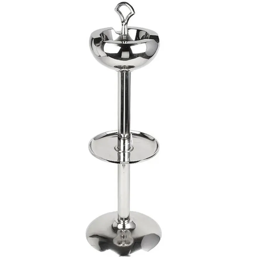 Casa Padrino Stand Aschenbecher Silber 24x20x73cm - Runder Aluminium Aschenbecher mit Ständer - Deko Accessoires