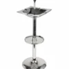 Casa Padrino Stand Aschenbecher Silber 28x25x76cm - Eckiger Aluminium Aschenbecher mit Ständer - Deko Accessoires