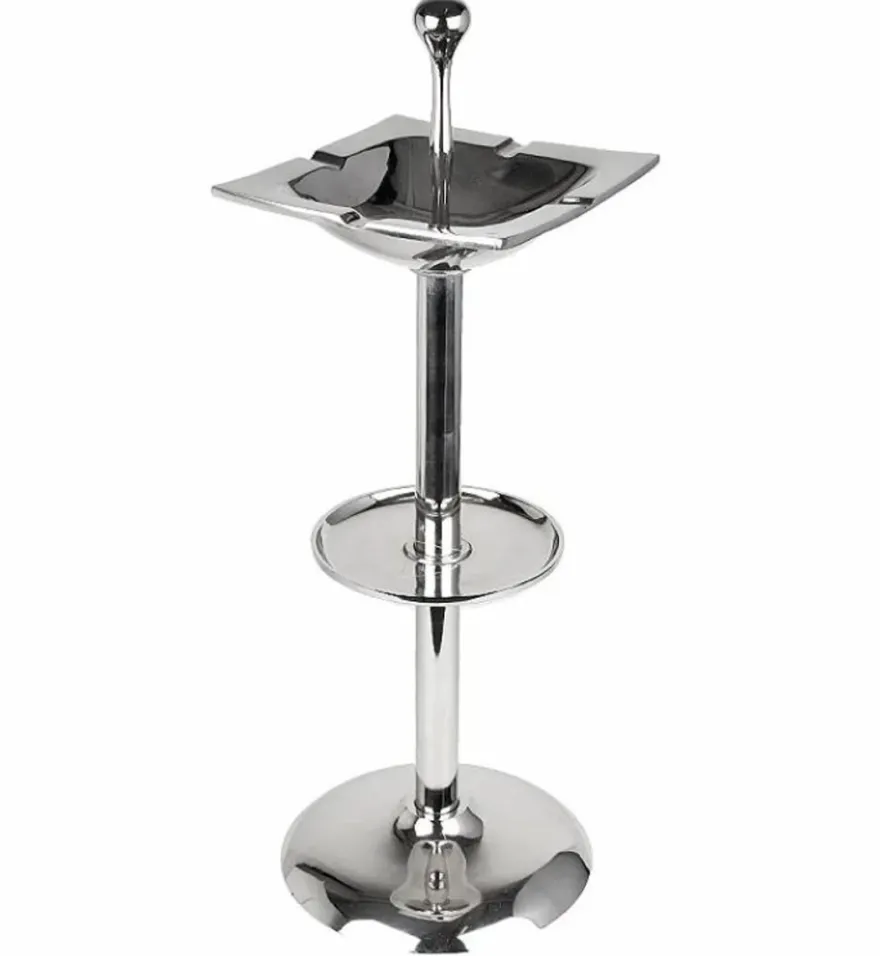 Casa Padrino Stand Aschenbecher Silber 28x25x76cm - Eckiger Aluminium Aschenbecher mit Ständer - Deko Accessoires