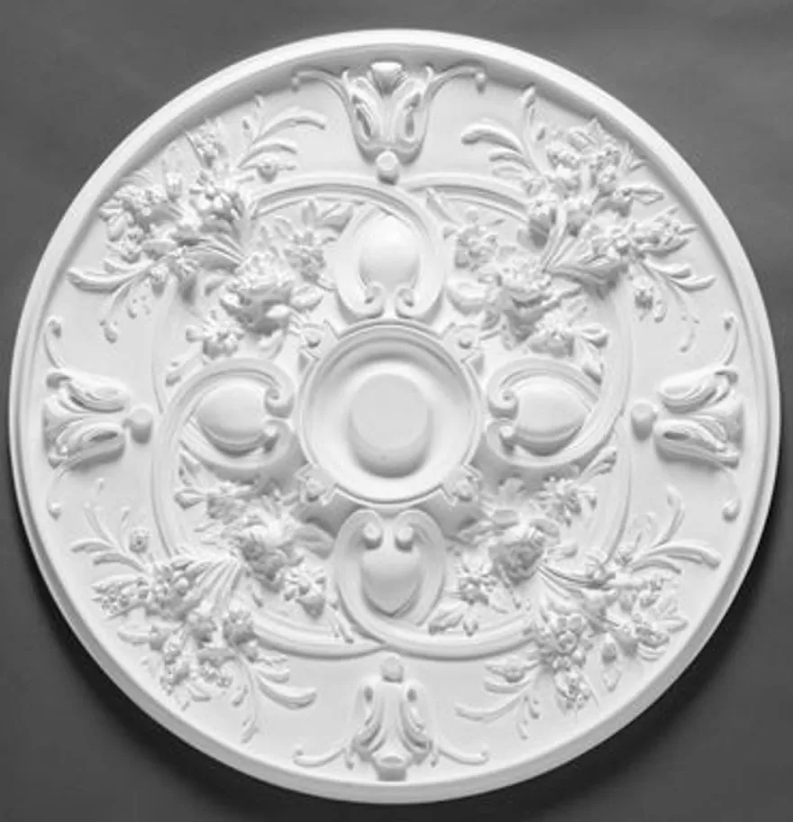 Casa Padrino Stuck Rosette 79 x 79 cm Deckenstuck Deckenrosette Stuckrosette Wandrosette Barock Jugendstil Weiß