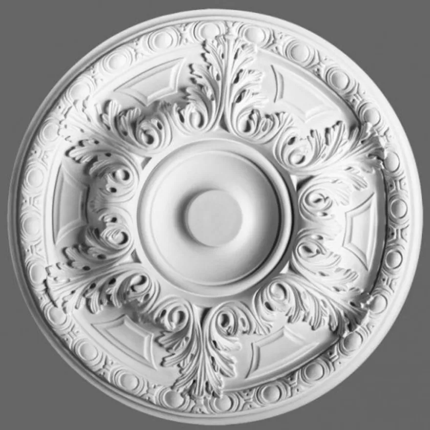 Casa Padrino Stuck Rosette 49 x 49 cm Deckenstuck Deckenrosette Wandrosette Barock Jugendstil Weiß