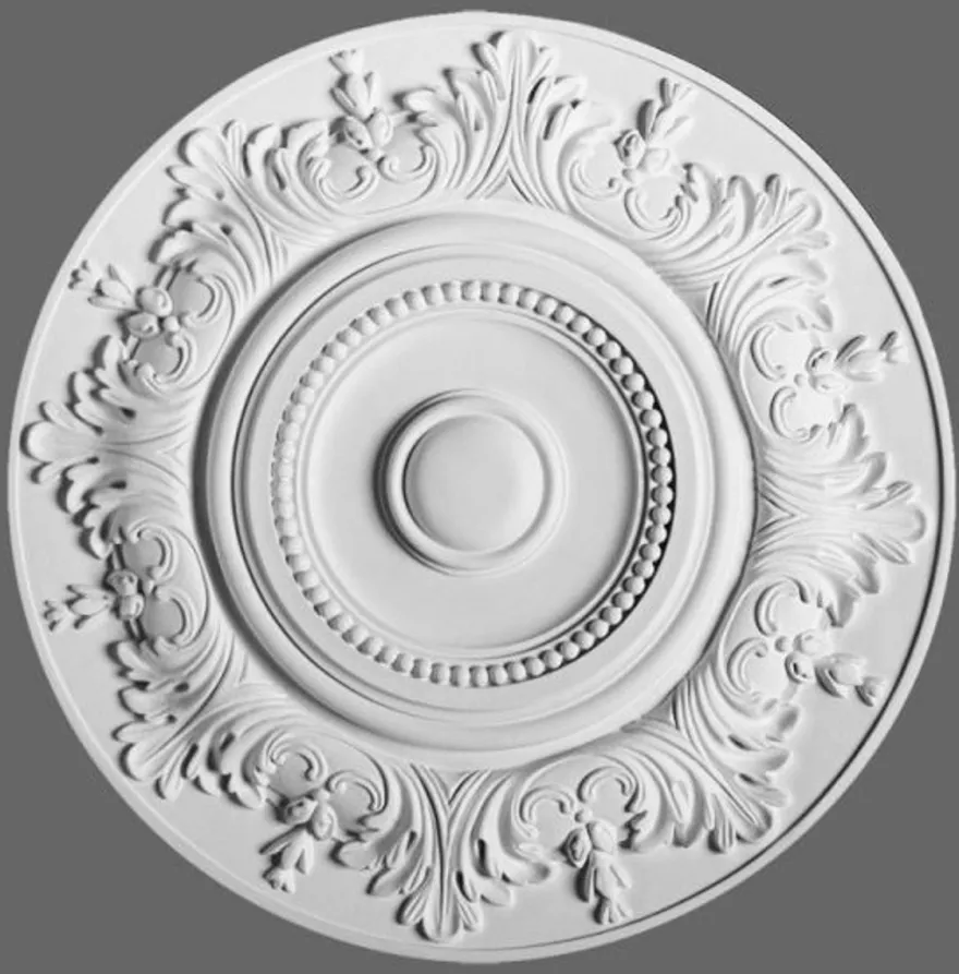 Casa Padrino Stuck Rosette 47 x 47 cm Deckenstuck Deckenrosette Wandrosette Barock Jugendstil Weiß