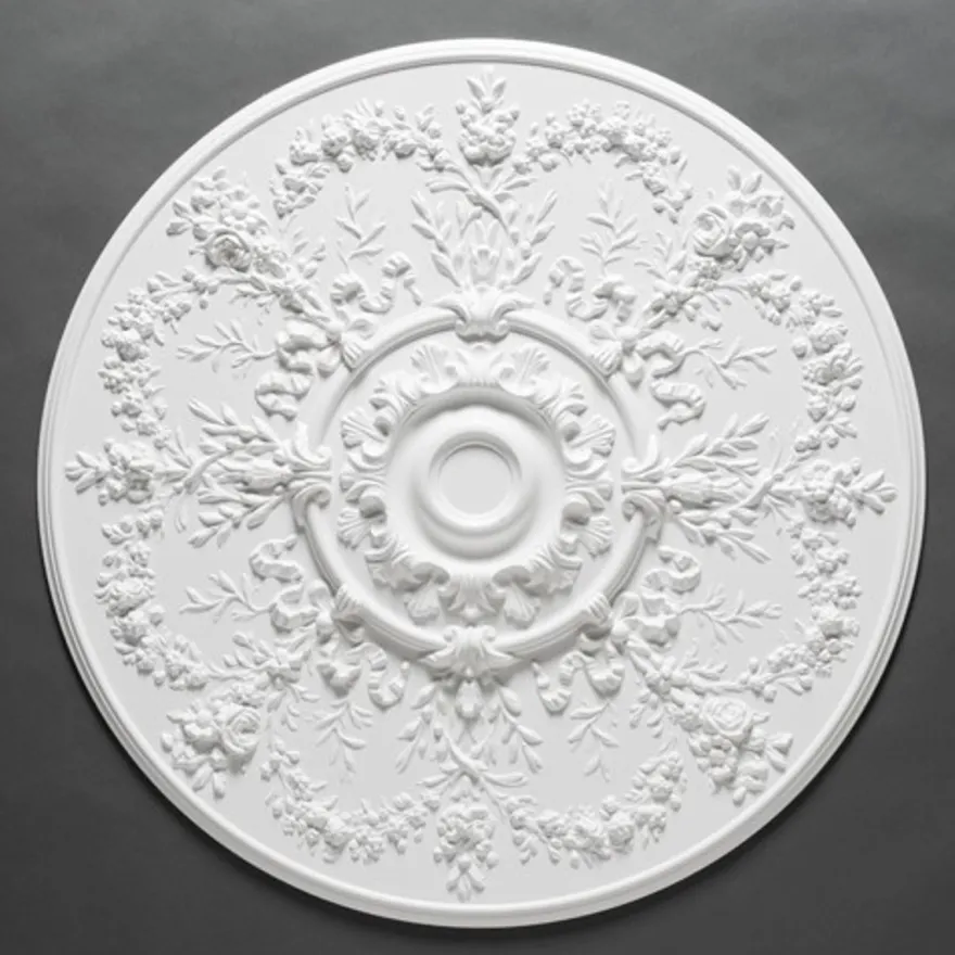 Casa Padrino Stuck Rosette 95.2 x 95.2 cm Deckenrosette im Barock und Jugendstil Design Weiß