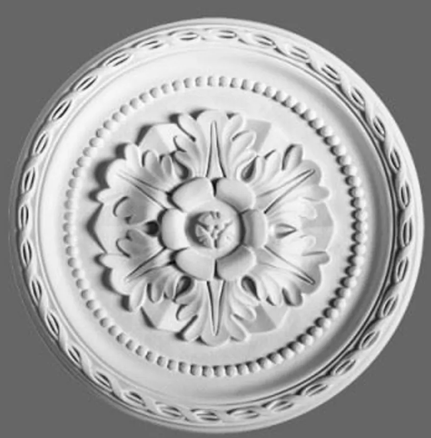 Casa Padrino Stuckrosette 28 x 28 x H 3,1 cm in Weiß - Klassische Deckenrosette im Barock und Jugendstil Design